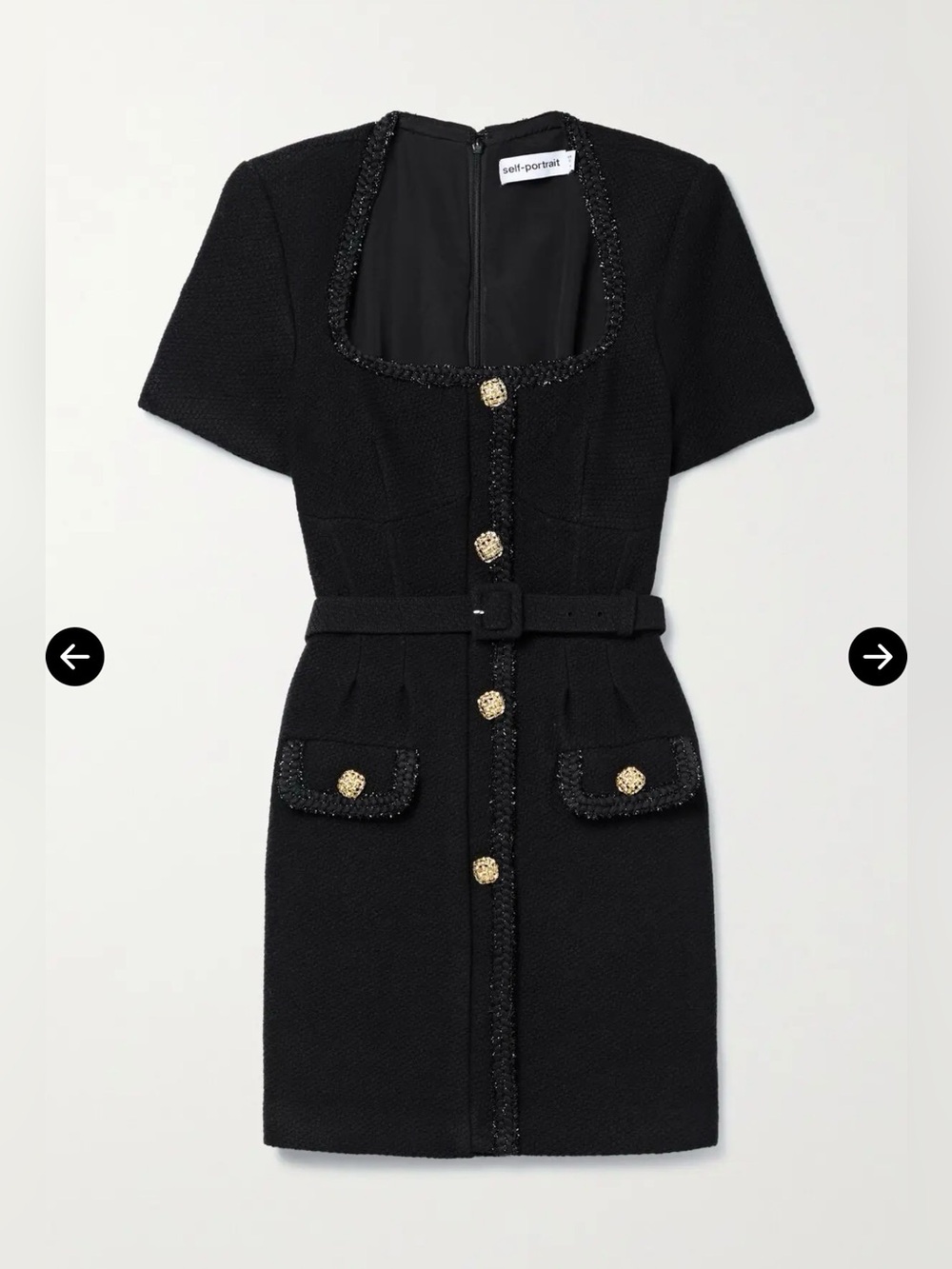 NWT Self-Portrait Black Boucle Mini Dress Size 8